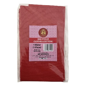 24C Pooja Cloth (Red) Cotton  1Mt