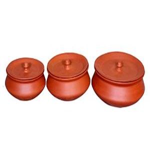 [361532] Clay Large Degchi Set (3 pcs set)